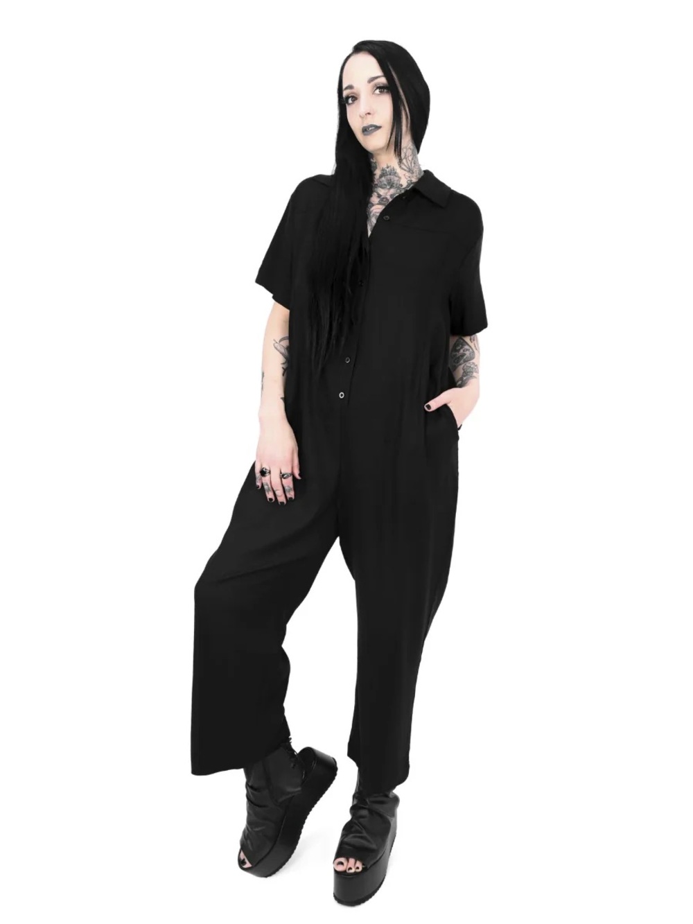 Unisex foxblood boiler button up jumpsuit